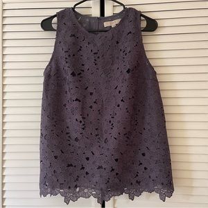 LOFT Lavender Floral Lace Sleeveless Shell Top